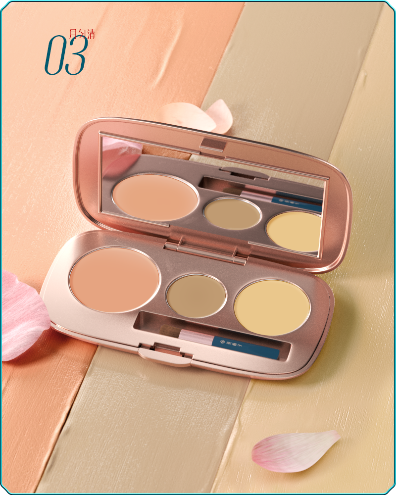 Florasis-Smooth Tricolor Concealer-03 Moon: dark circles-sku