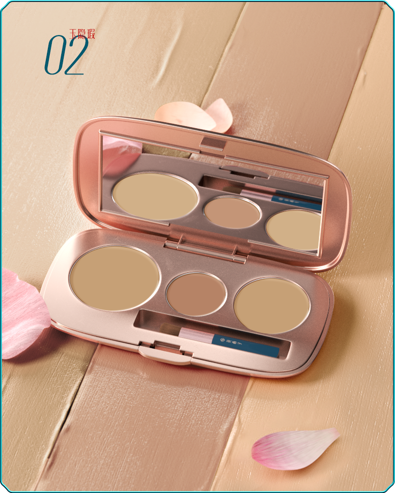 Florasis-Smooth Tricolor Concealer-02 Jade: medium skin-sku